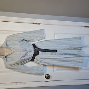 Brooks Brothers Women's Blue and White Striped Long Sleeve Shirt Dress Size 4